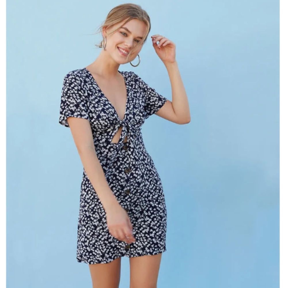 Lottie Moss Tie Front Button Down Mini Dress
